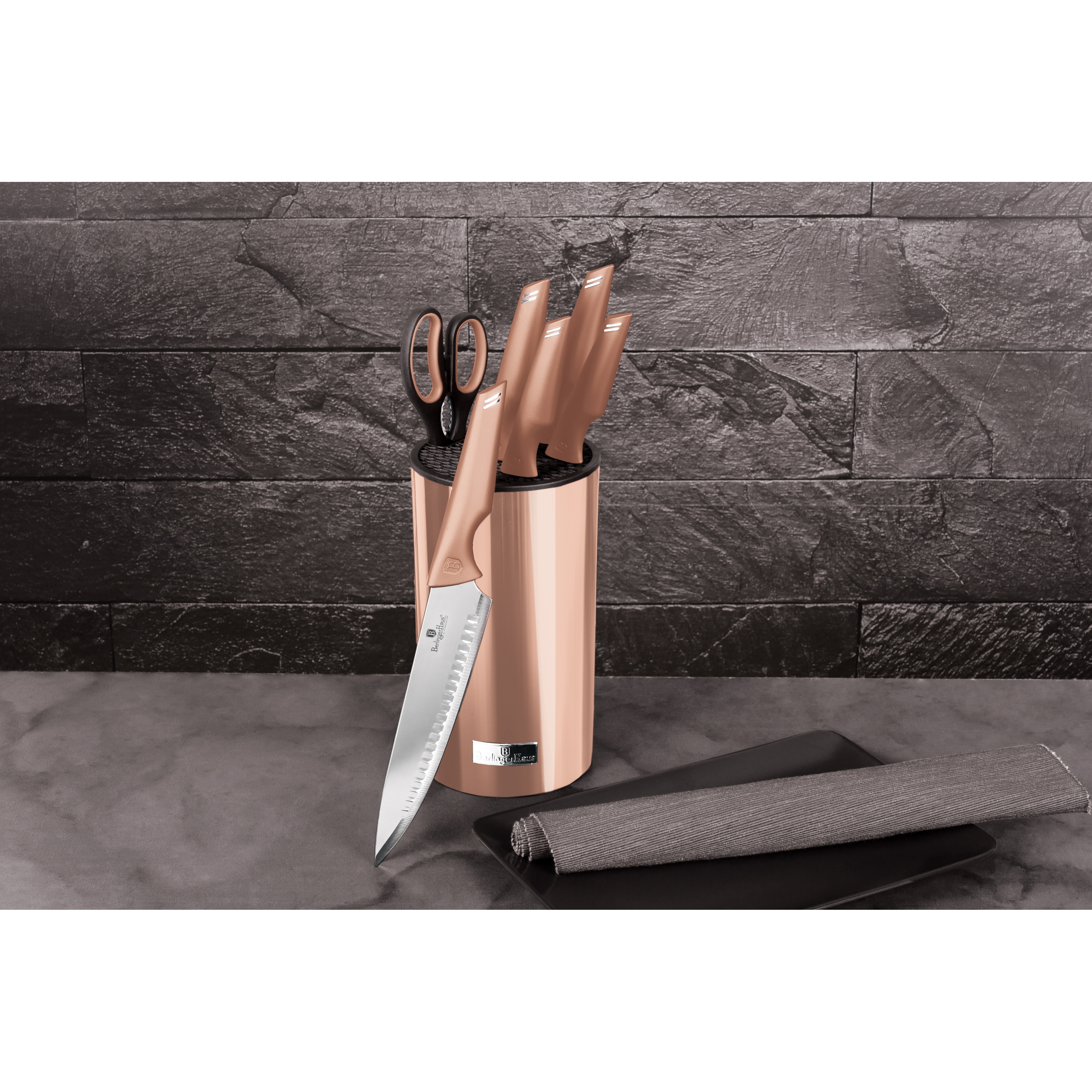 Rose Gold Copper Knife Block Set Opulence Rose Gold Pce Knife
