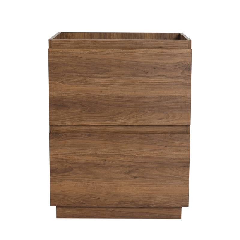 Modern 24" Bathroom Vanity with Double Drawers, Freestanding Cabinet in Oak, Easy Assembly