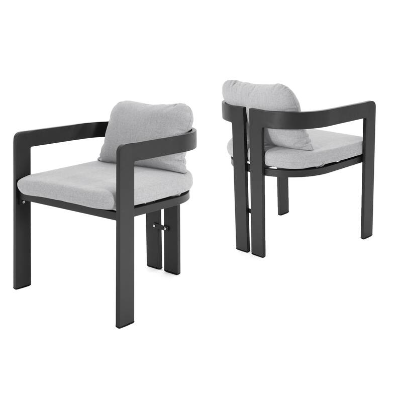 Roomfitters Pula Outdoor Aluminum Dining Chairs with Removable Cushions, Rust Proof, Set of 2