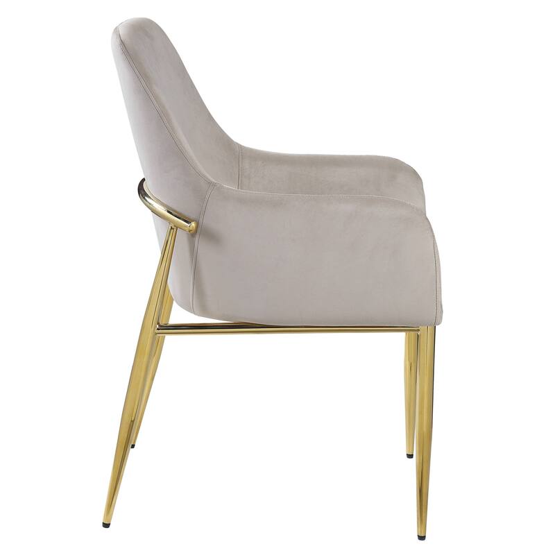 HomeRoots Set of Two Gray and Gold Upholstered Velvet And Metal Dining Side Chairs - 22.00 in. x 37.00 in. x 24.00 in.