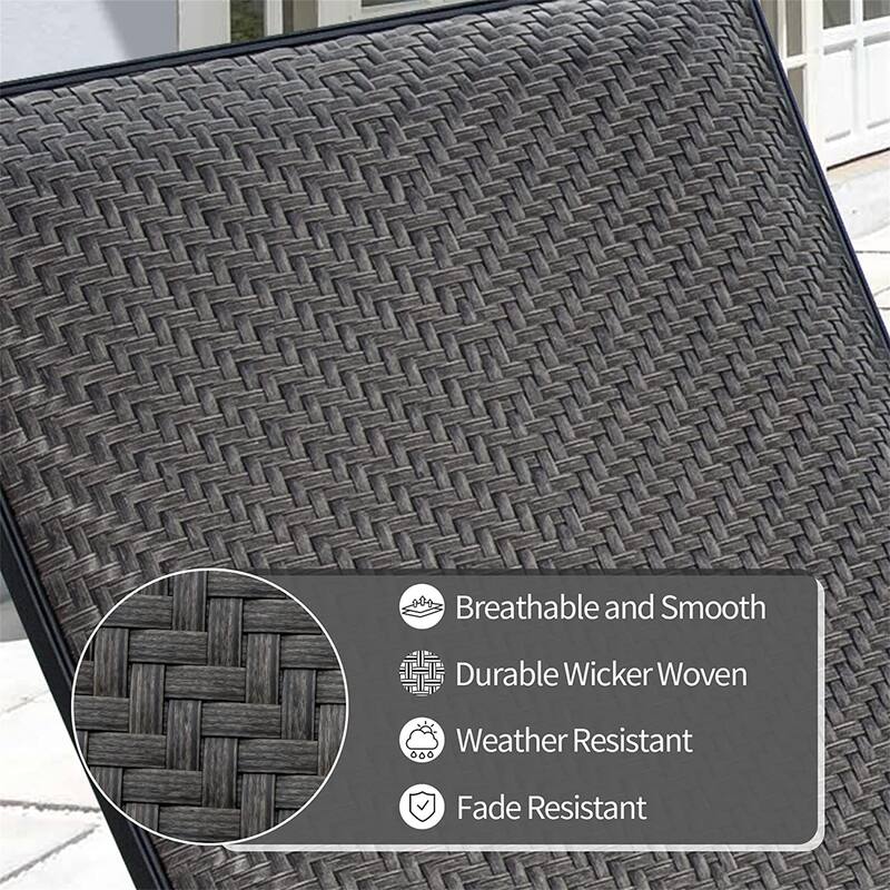 2-Piece Foldable Poolside Lounge Chairs with Adjustable Backrest & Quick-Dry Cushions, Rattan Lounge Chairs with Wheels