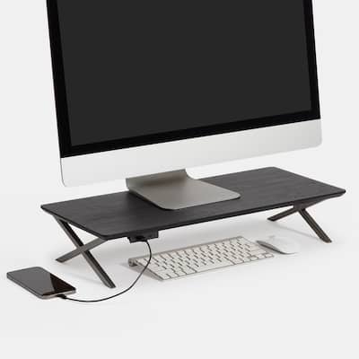 Jani Wood Monitor Stand Riser Desk - Ergonomic Design Stand, Desktop Organizer Table for Home, Office Workspace, Gaming Desk