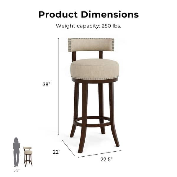 dimension image slide 1 of 6, Furniture of America Fendeson Transitional Nailhead Swivel Barstool (Set of 2)