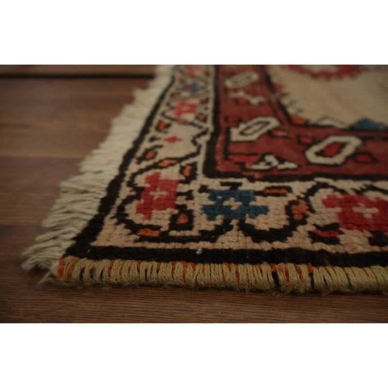 Hand Knotted Oriental 100% Wool Carpet Traditional Geometric Beige & Ivories Sarab Runner Rug - 12' 6'' X 2' 9''
