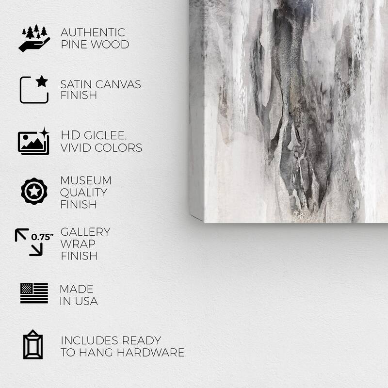 Wynwood Studio Abstract Flowing Grunge Shade Black and Modern & Contemporary Wall Art Canvas Print