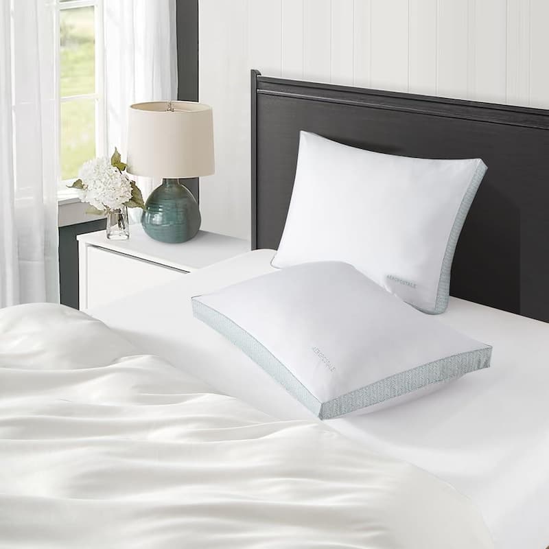 Aeropostale Bed Pillows, 2 Pack Pillows with Chevron Printed Gusset