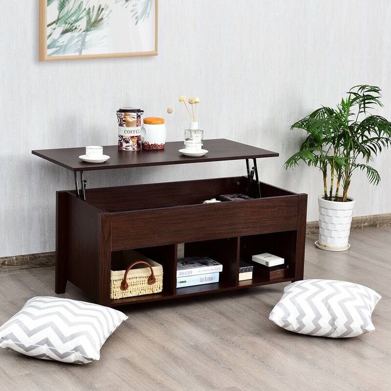 Gymax Lift Top Coffee Table and Lower Shelf Living Room Home Decor