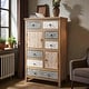 preview thumbnail 3 of 4, Vintage Tall Wooden Accent Cabinet with 6 Drawers and 2 Doors, Rustic Multicolor Carved Storage Chest for Living Room