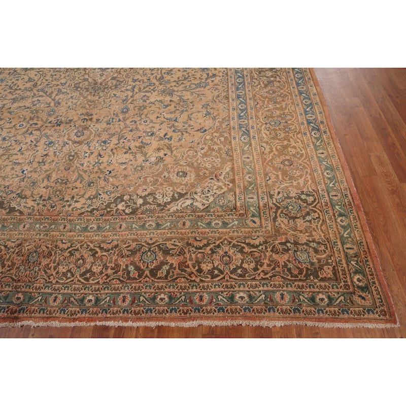 Traditional Mashad Vintage Persian Rug Hand-Knotted Wool Carpet - 9'8" x 12'5"
