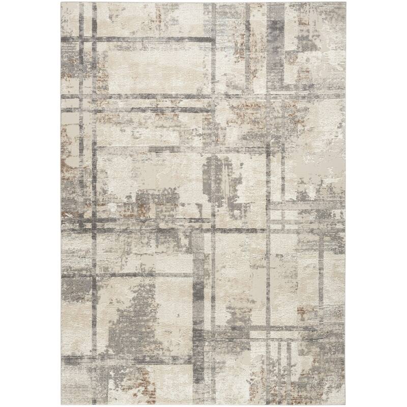 Power Loomed Abstract Modern Non Skid Stain Resistant Area Rug - 108' X '72' X '0.5
