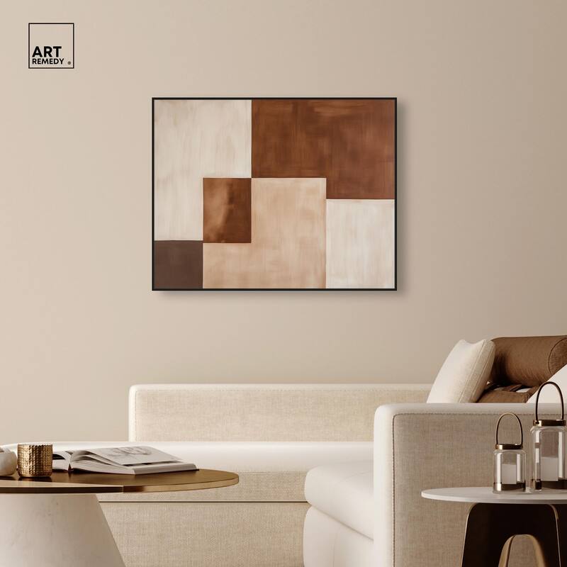Cream and Brown Panels III Canvas by Art Remedy
