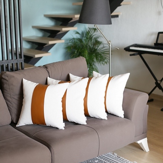 Faux Leather Printed Throw Brown Couch Pillow Cover 12x12 Faux