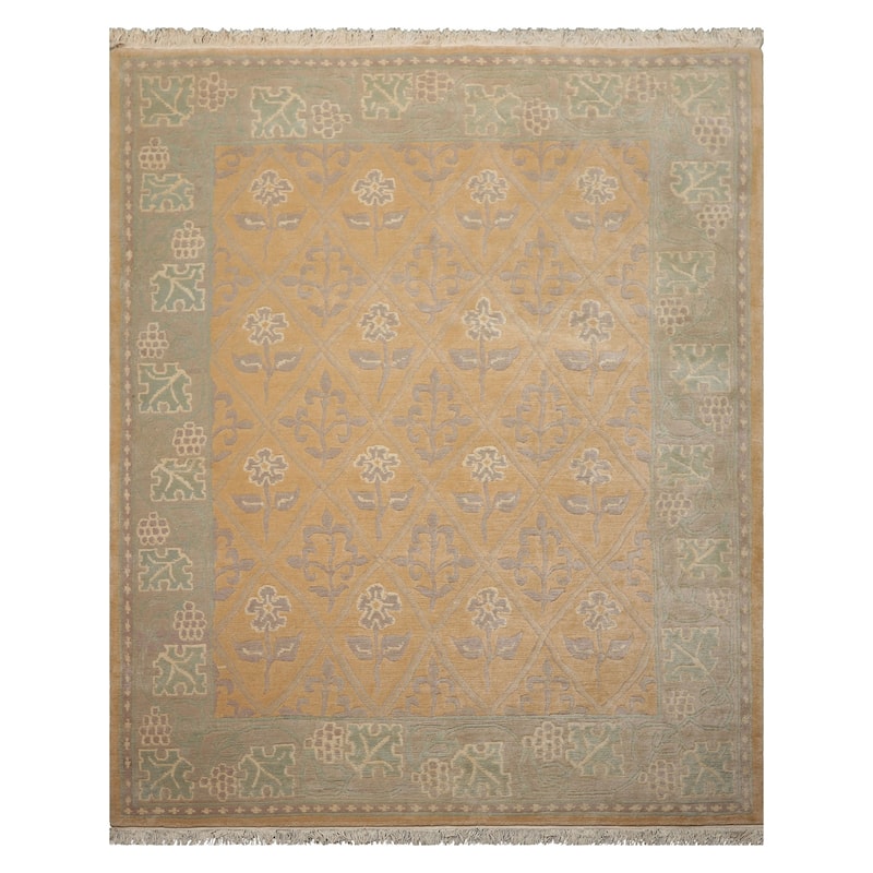 8x10 Hand Knotted Wool Tan Tibetan aesthetic Plush Pile Tufenkian Rug - 8' x 10'