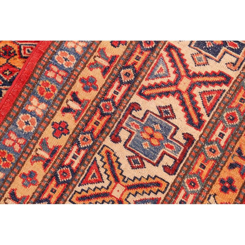 Super Tribal Kazak Lorinda Red/Beige Hand-knotted Rug - 8'3 x 9'8 - 8'3" x 9'8"