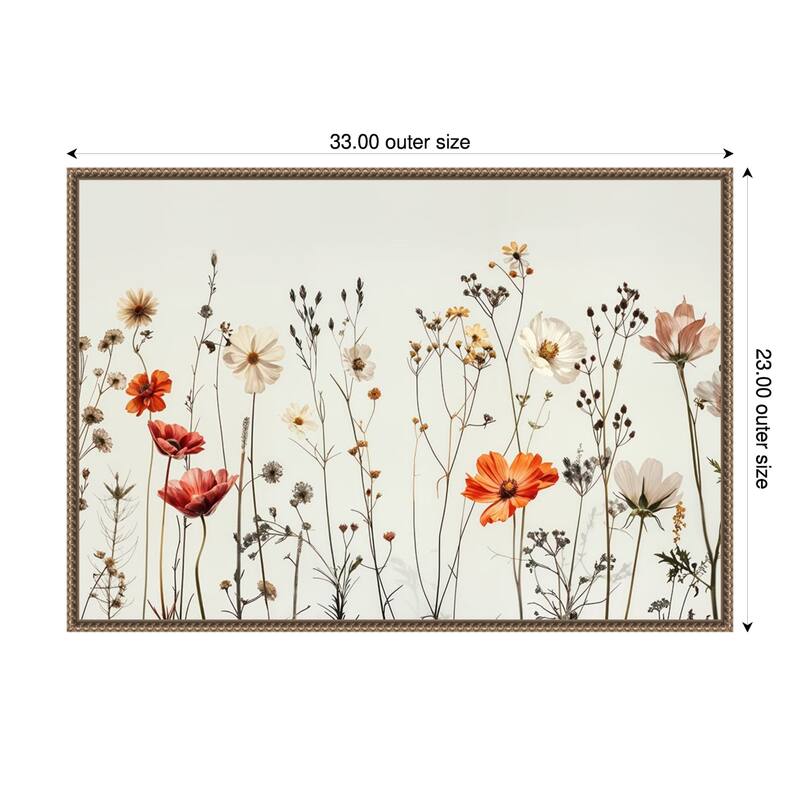 Botanical Manuscripts by Lazar studio Framed Canvas Wall Art Print - 33 x 23 in