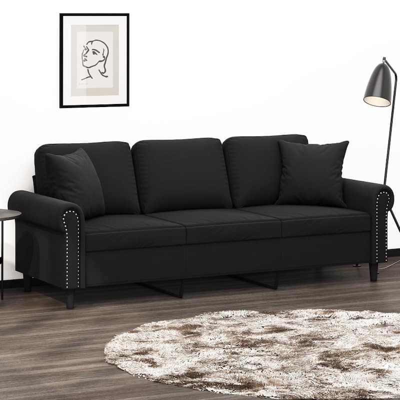 vidaXL 3-seater Sofa Black Velvet 3-Seater Sleek 3-Seater Sofa - 83.5 x 30.3 x 31.5 in.