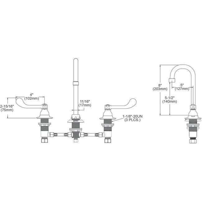 Elkay 1.5 GPM Deck Mounted Double Handle Utility Faucet with Metal