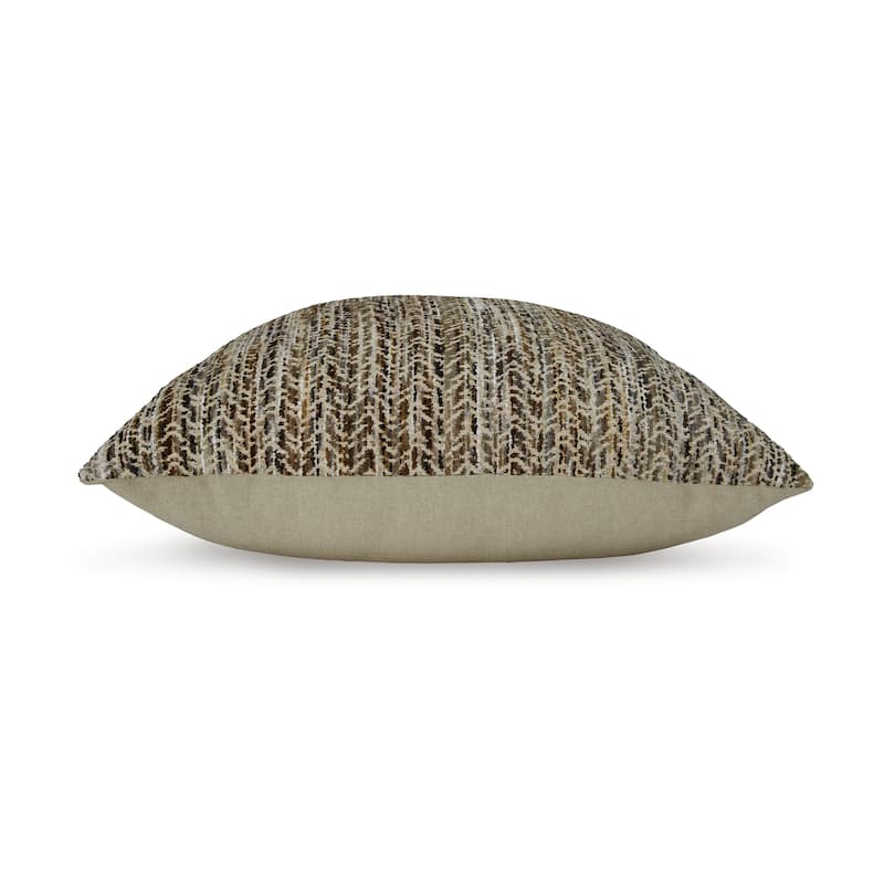 Nera 20 Inch Accent Pillow Set of 4, Distressed Chevron Pattern, Tan Black