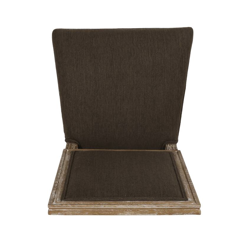 [Set of 2]Dining Chairs -Elegant Backrest & Upholstered Seats with Fluted Legs -Rustic Weathered Finish -Rubberwood Frame