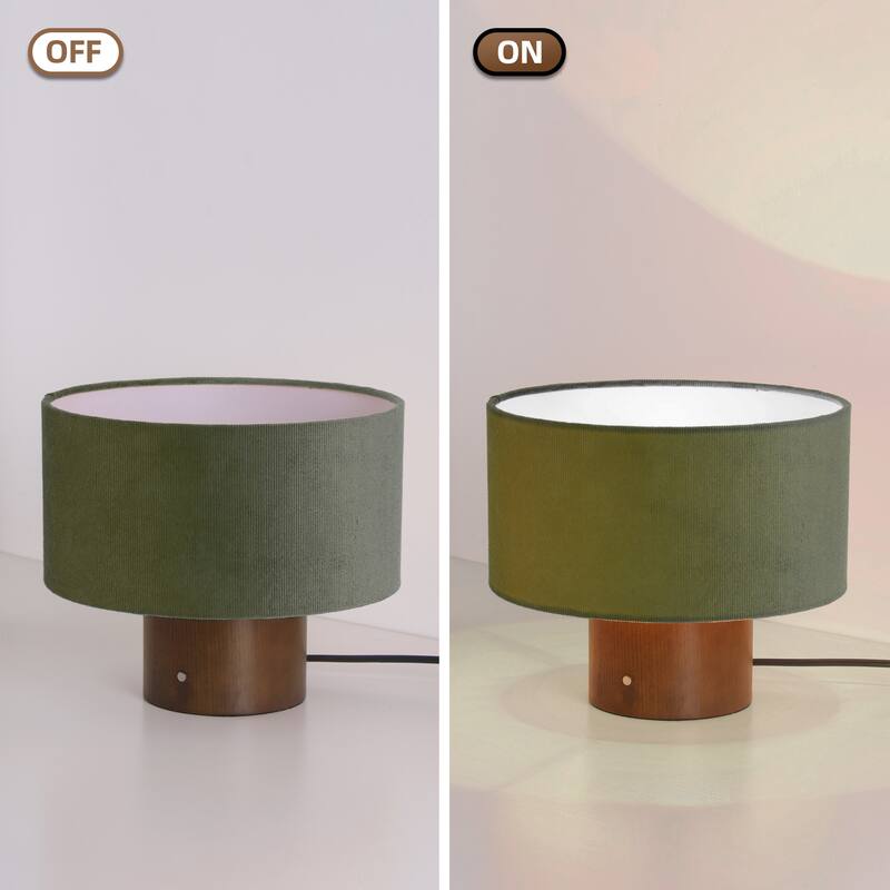 10 in. Modern Small Table Lamp with Corduroy Shade and Touch Switch for Kid Room, Living Room