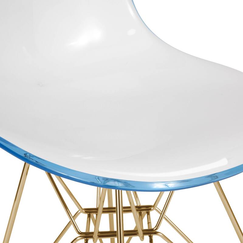 Bristol 5-Piece Dining Set 35" Round Table and 4 Plastic Chairs with Gold Base