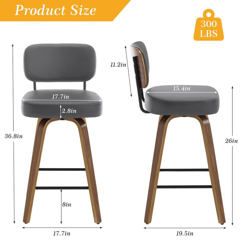 26"/29" Swivel Bar Stools/ Counter Stools with Bentwood Legs