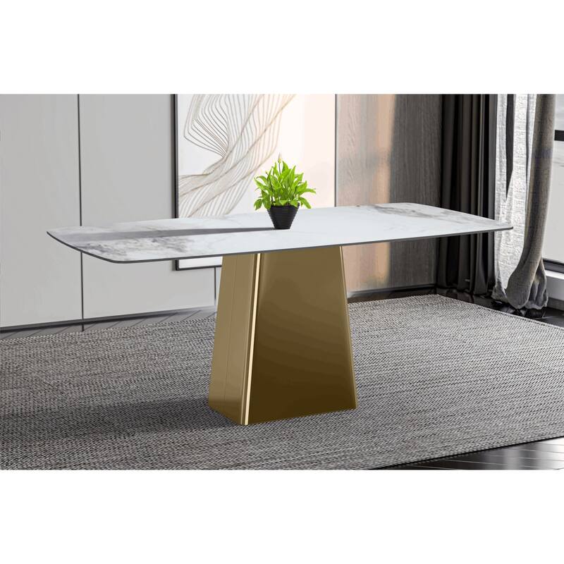 Quinix Rectangular Dining Table with Sintered Stone/Glass Top