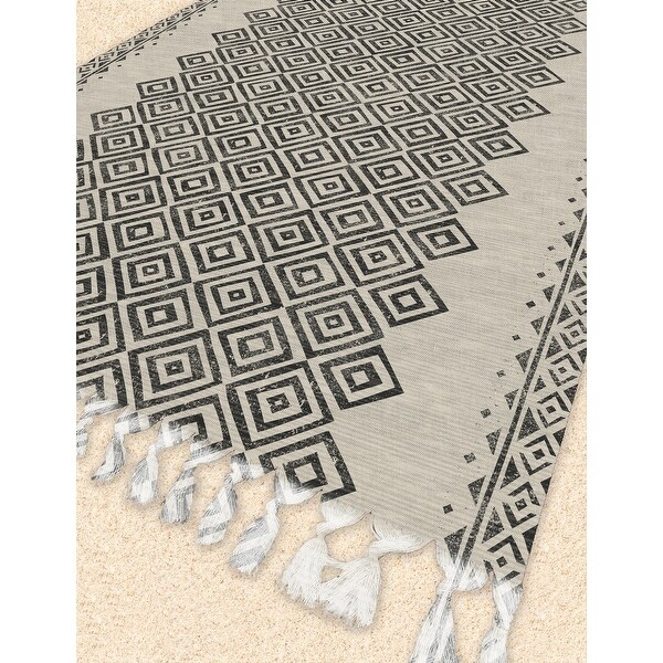 UMA BEIGE Beach Blanket with Tassels By Kavka Designs 38 x 80 Bed Bath Beyond 33066307