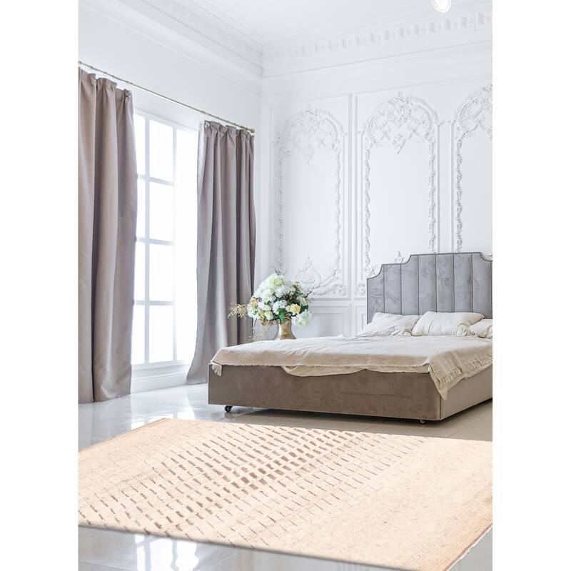 ECARPETGALLERY Hand-knotted Tangier Cream Wool Rug - 5'1 x 8'3