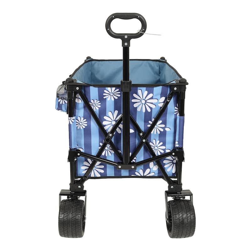480 lb Folding Wagon Cart with Bonus Picnic Mat & All-Terrain Wheels