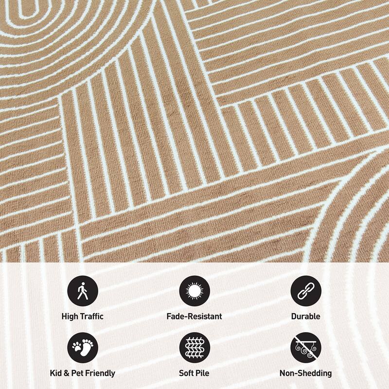 World Rug Gallery Contemporary Stripe Arch Design Area Rug