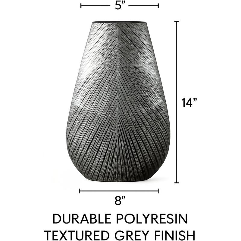 Aria Home Arrowhead Grey Textured Polyresin Vase for Modern Home Decor