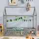 preview thumbnail 2 of 6, Gray Twin Size Pine Wood House Bed with Fence, Door, and Solid Construction