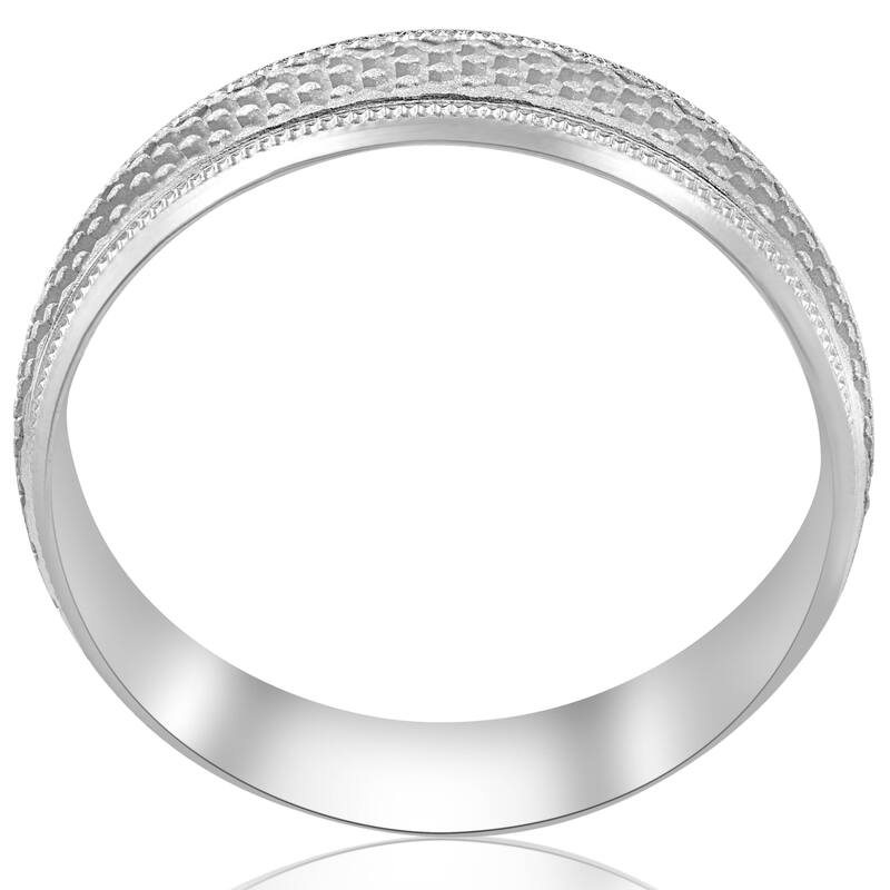 6mm Mens Handmade Wedding Band White Gold