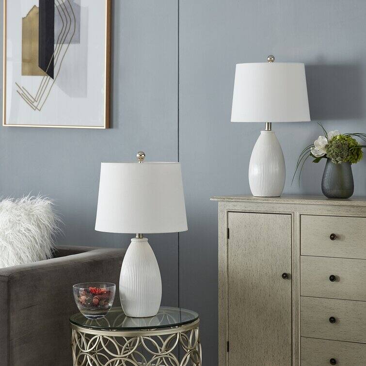 22.25" Ceramic Round Table Lamp (Set of 2)