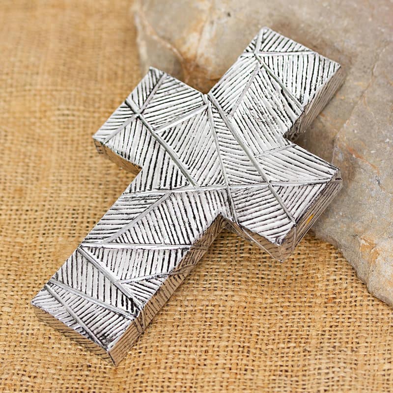 Novica Handmade Mexican Belief Aluminum Repousse Cross