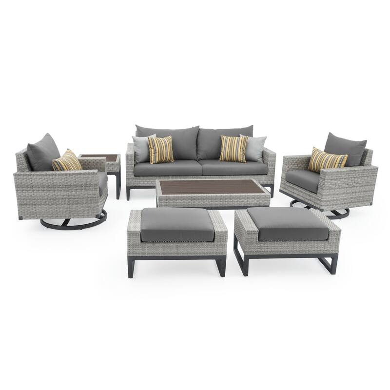 Milo Gray 7 Piece Sunbrella Outdoor Patio Motion Deep Seating Set