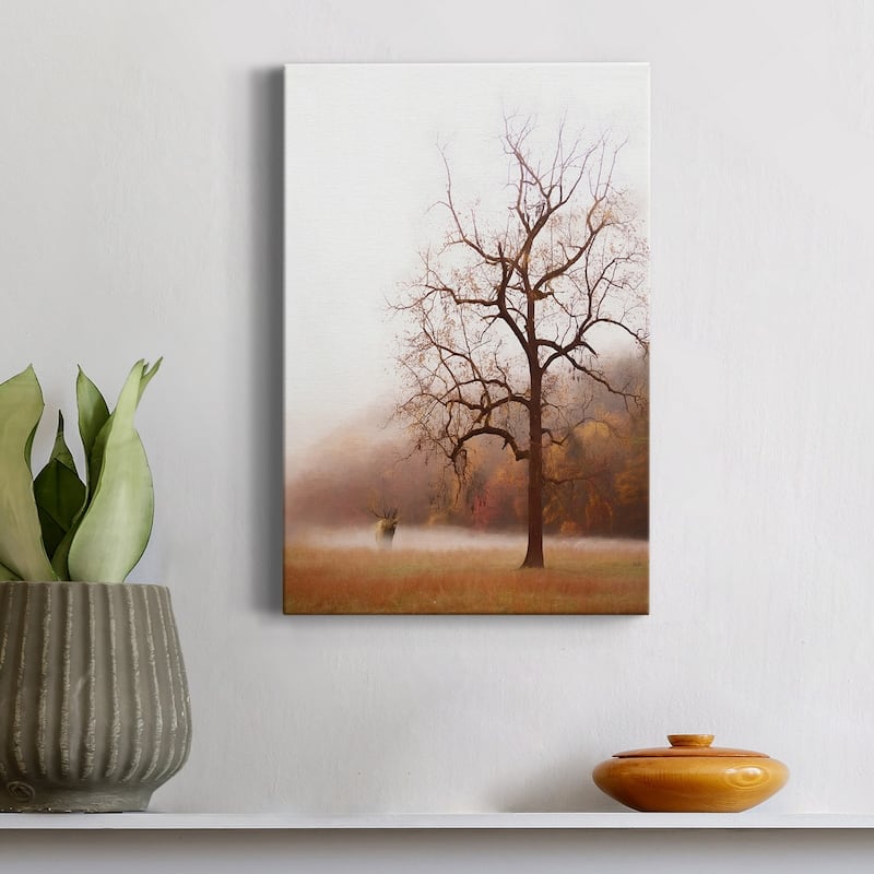 Photography Study Elk in the Mist Premium Gallery Wrapped Canvas - Ready to Hang