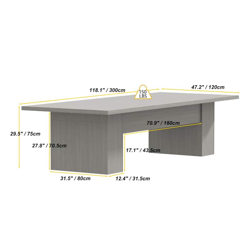 Large 118" Wood Dining Table,Meeting Table for Dining,Office Room - 126"L