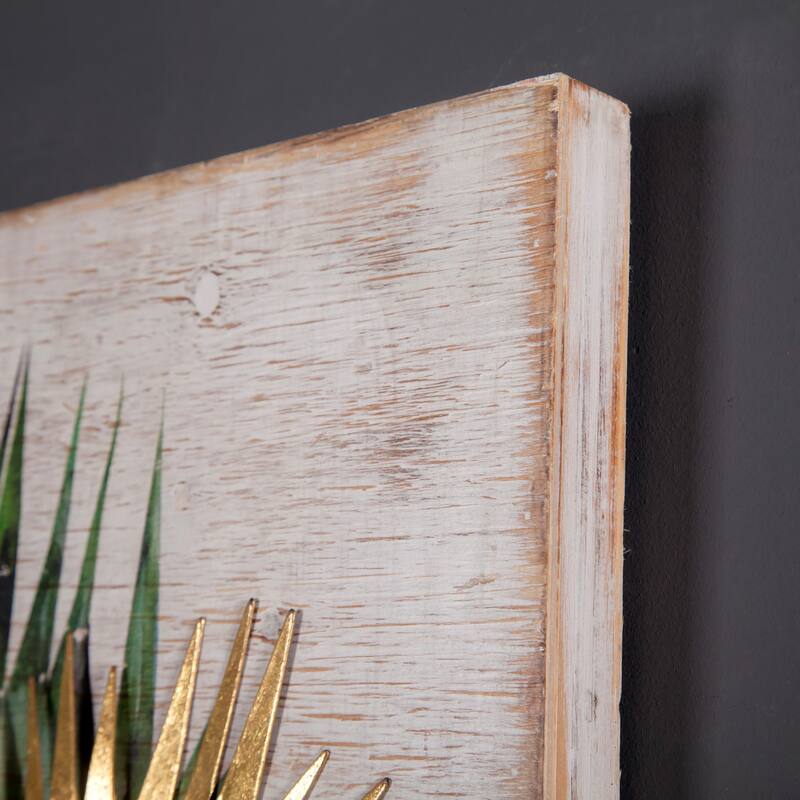 Wood and Metal Tropical Leaf Wall Decor (Set of 2)