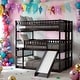 preview thumbnail 2 of 41, Modren Full Over Full Over Full Triple Bunk Bed with Built-in Ladder and Slide,Guardrails For Bedroom