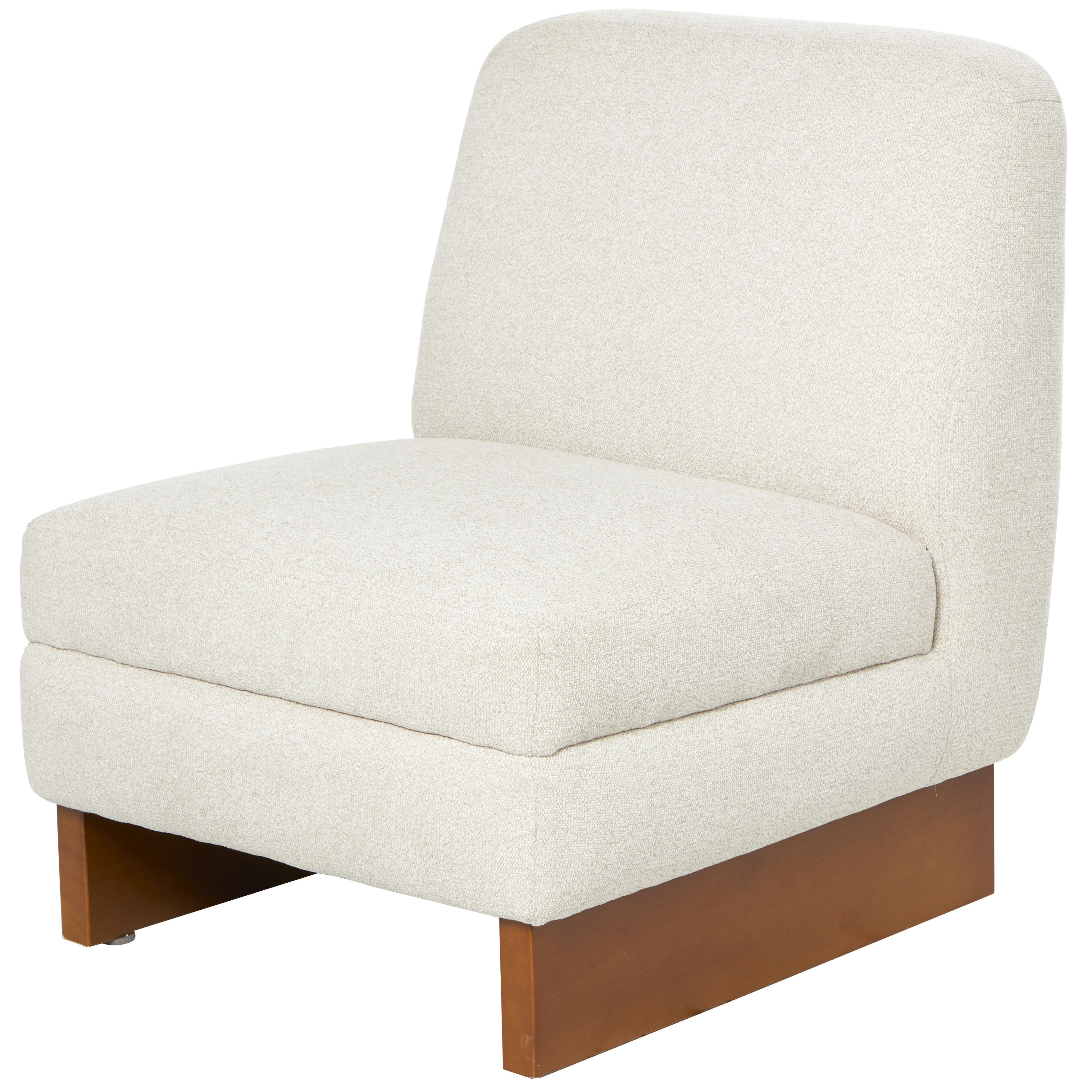 Roche River Decor - Polyester Boucle Accent Chair with Brown Wooden Legs - White - 28"W x 25"L x 31"H