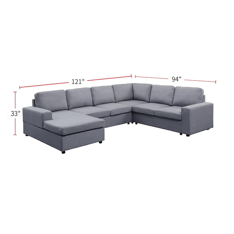 Linen Sectional Sofa with Reversible Chaise