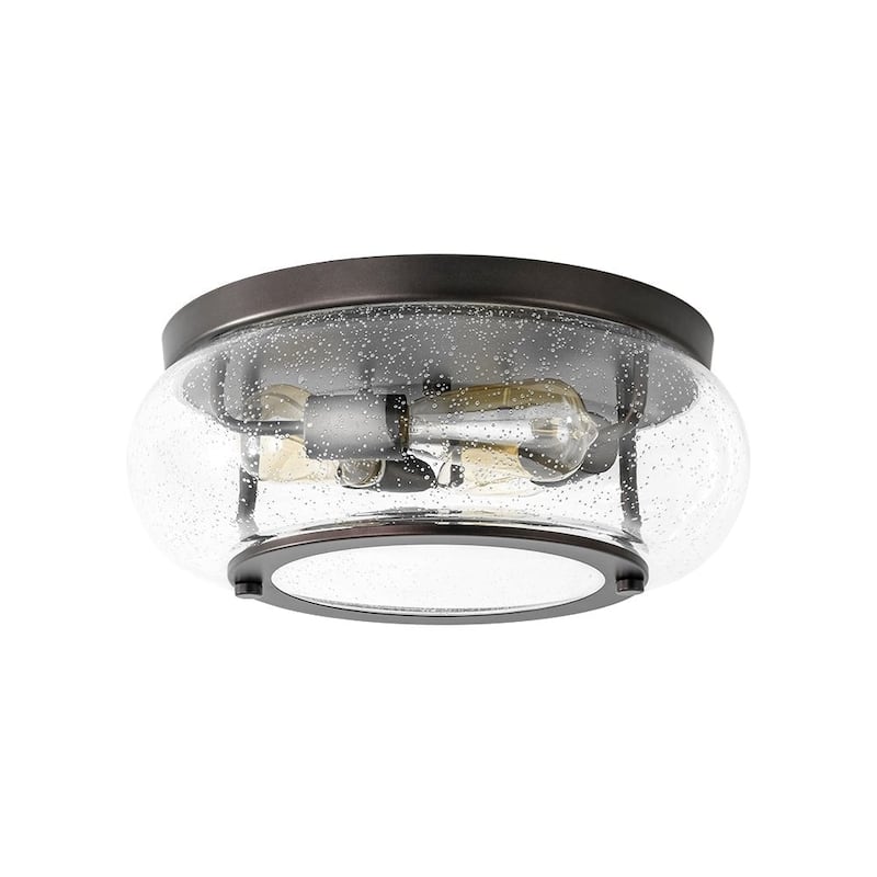 Oil Rubbed Bronze 3-Light Round Glass Flush Mount Ceiling Light