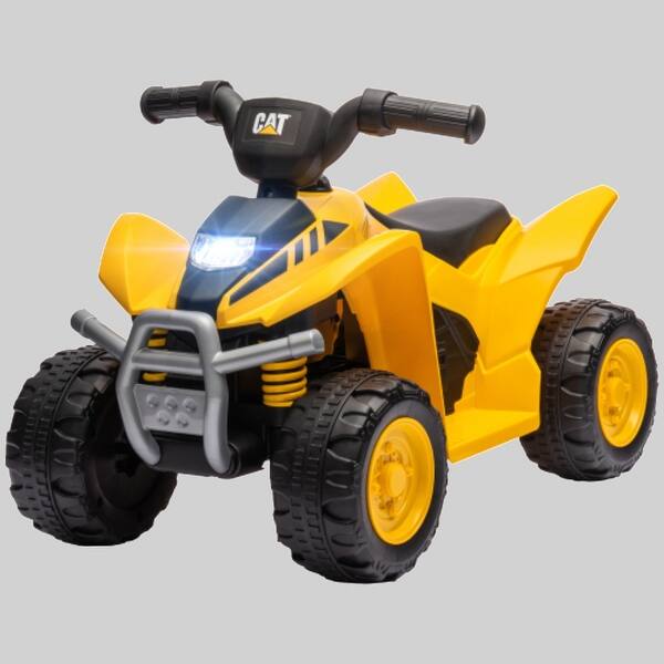 slide 1 of 1, Electric 6V CAT Ride-On ATV for Toddlers, 4-Wheeler with LED Lights, Horn, Single-Button Start, Safe 1.7 MPH Speed Yellow