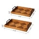 preview thumbnail 10 of 13, Glitzhome 2-Piece 18"/21"L Fall Wooden Geometric Carved Serving Trays with Metal Handles