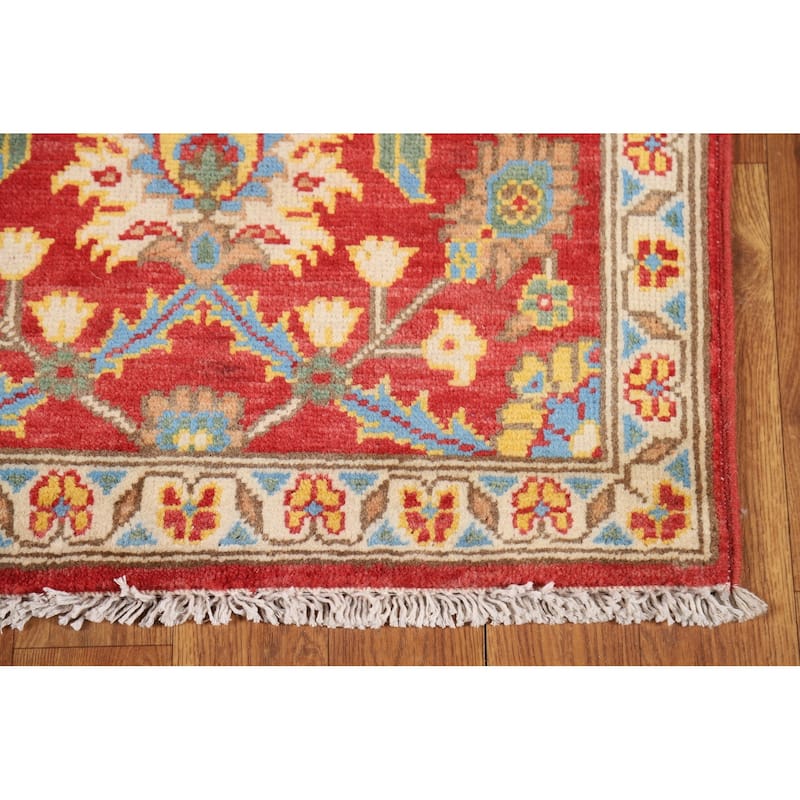 Red Floral Kazak Oriental Foyer Rug Handmade Traditional Wool Carpet - 2'0" x 3'0"