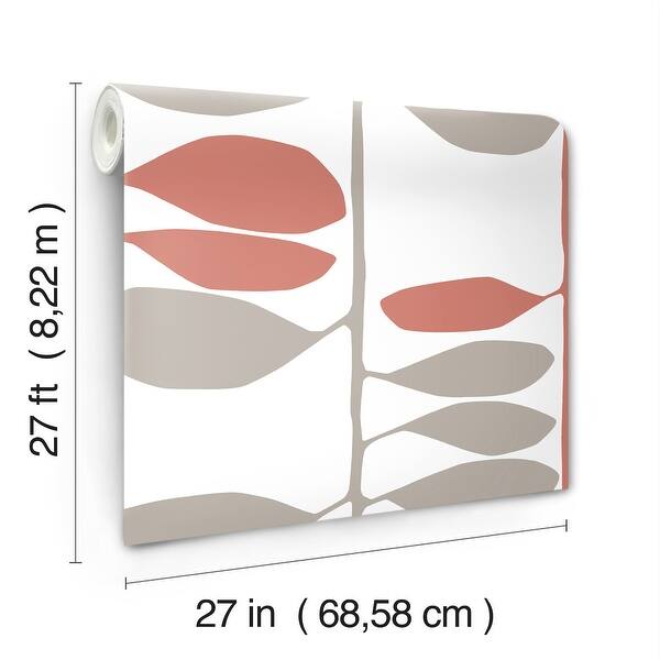 York Wallcoverings Sculpted Vines Vermillion and Graphite Wallpaper