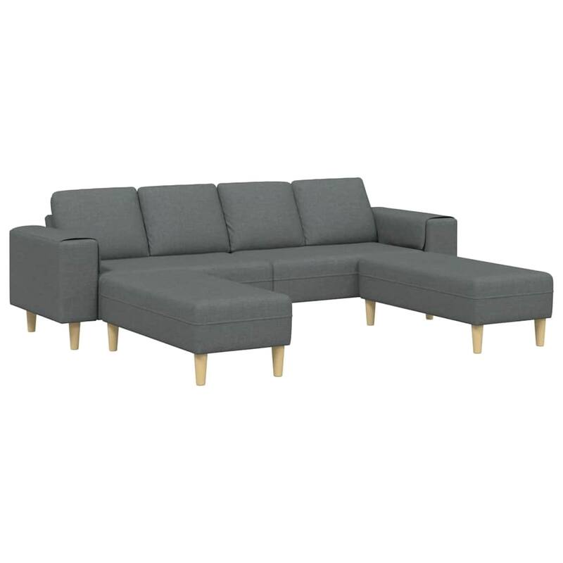 vidaXL Sofa Set Dark gray fabric - 98.4 x 30.3 x 29.9 inch