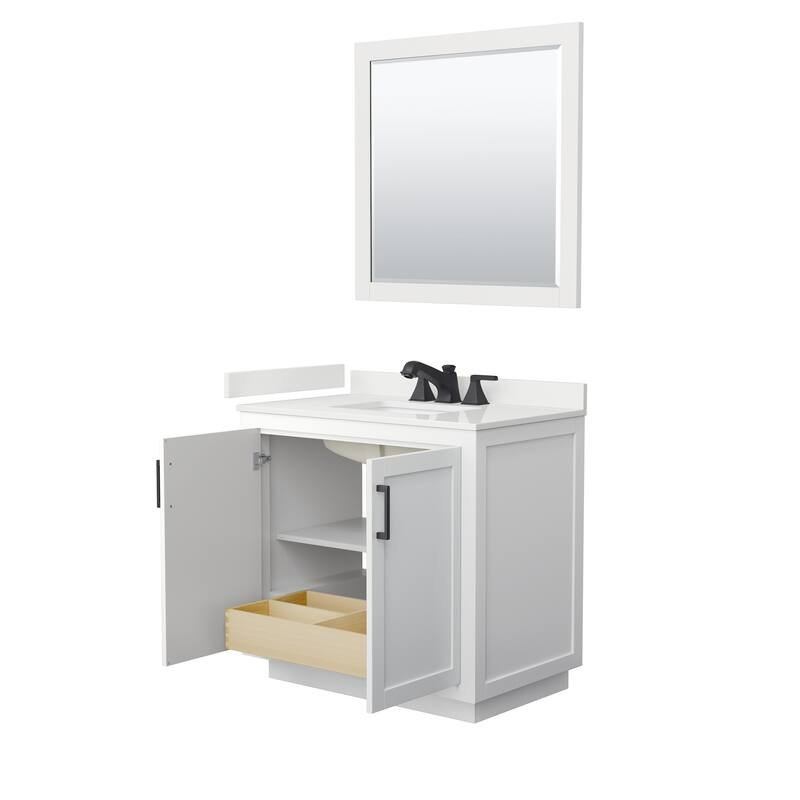 Miranda 36-inch Single Vanity, Quartz Top, 34-inch Mirror